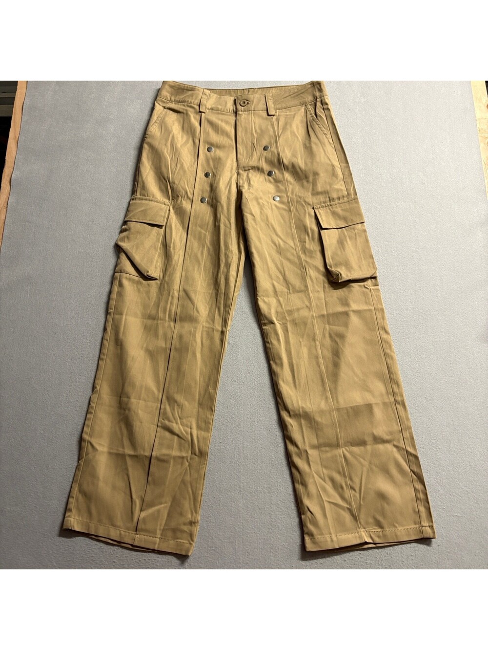 Manfinity Cargo Pants Mens Medium Brown Tan Sailor Button Front Utility Pockets